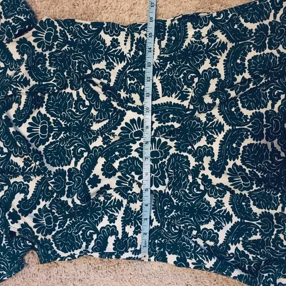 Teal Folksy Damask Print Short Sleeve Dress A-Line Kneelength - Picture 13 of 16